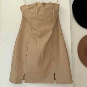 Audrey 3+1 Tan Faux Leather Dress size M